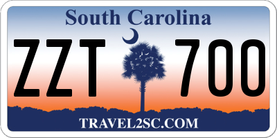 SC license plate ZZT700