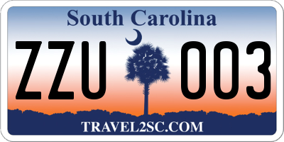 SC license plate ZZU003