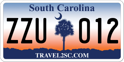SC license plate ZZU012