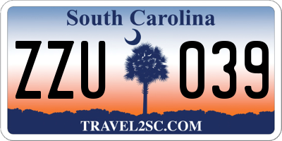 SC license plate ZZU039