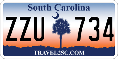 SC license plate ZZU734