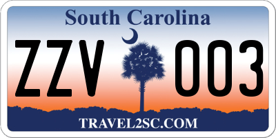 SC license plate ZZV003
