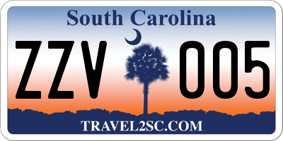SC license plate ZZV005