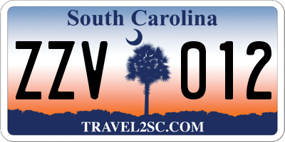 SC license plate ZZV012
