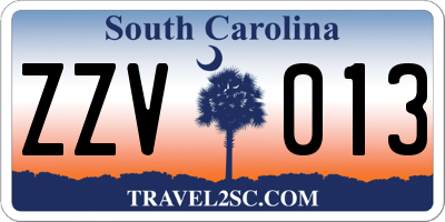 SC license plate ZZV013