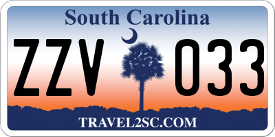 SC license plate ZZV033
