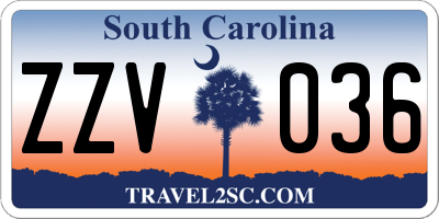 SC license plate ZZV036
