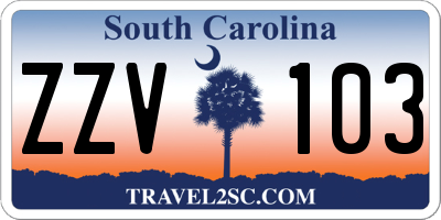 SC license plate ZZV103