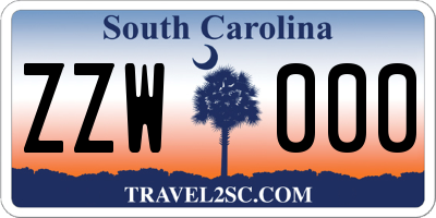 SC license plate ZZW000