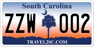 SC license plate ZZW002