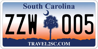 SC license plate ZZW005