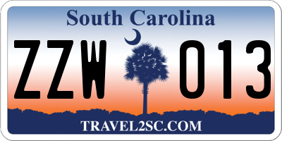 SC license plate ZZW013