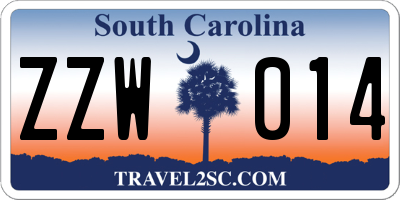 SC license plate ZZW014