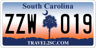 SC license plate ZZW019