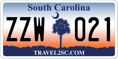 SC license plate ZZW021
