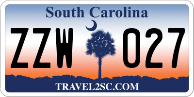 SC license plate ZZW027