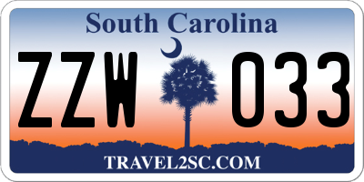 SC license plate ZZW033