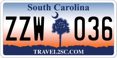 SC license plate ZZW036