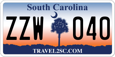 SC license plate ZZW040