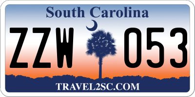 SC license plate ZZW053