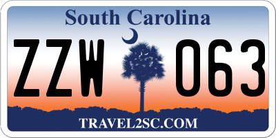 SC license plate ZZW063