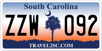 SC license plate ZZW092