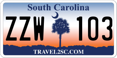 SC license plate ZZW103