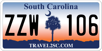 SC license plate ZZW106