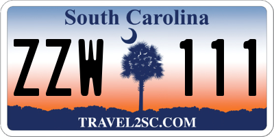 SC license plate ZZW111