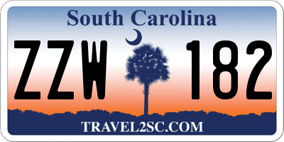 SC license plate ZZW182