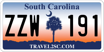 SC license plate ZZW191