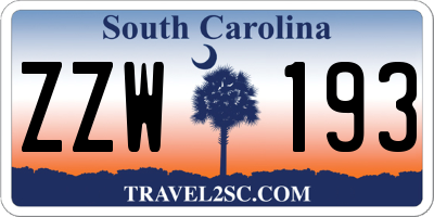 SC license plate ZZW193