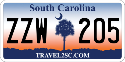 SC license plate ZZW205