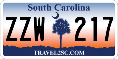 SC license plate ZZW217