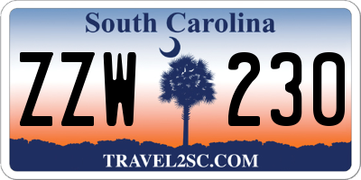 SC license plate ZZW230