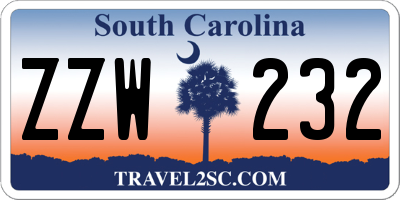 SC license plate ZZW232