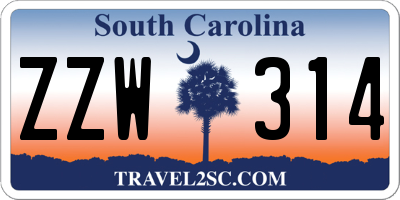 SC license plate ZZW314