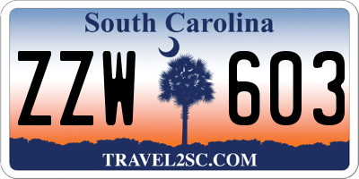 SC license plate ZZW603