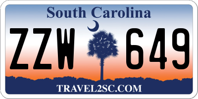 SC license plate ZZW649