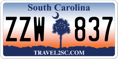 SC license plate ZZW837