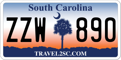 SC license plate ZZW890