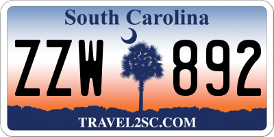 SC license plate ZZW892