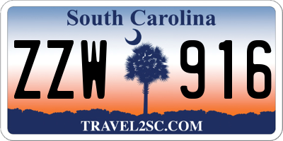 SC license plate ZZW916