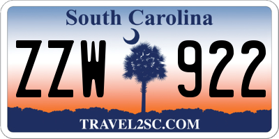 SC license plate ZZW922