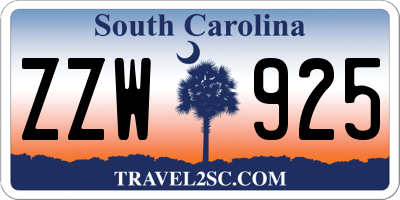 SC license plate ZZW925