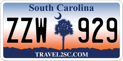 SC license plate ZZW929