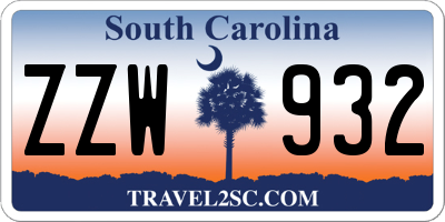 SC license plate ZZW932