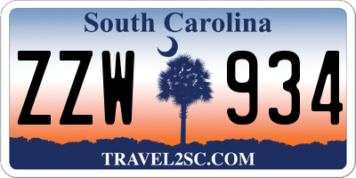 SC license plate ZZW934