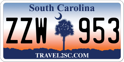 SC license plate ZZW953