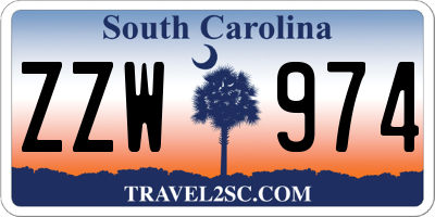 SC license plate ZZW974